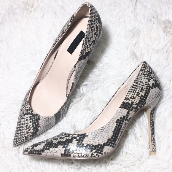 faux snakeskin heels